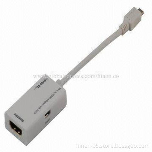 MHL to HDMI Adapter with RCP, Supports 720P/60Hz, 1,080i/60Hz, 1,080P/24/30/60Hz HDMI Resolution